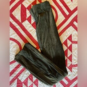 Olive Green Velvet Slim Flare Leggings